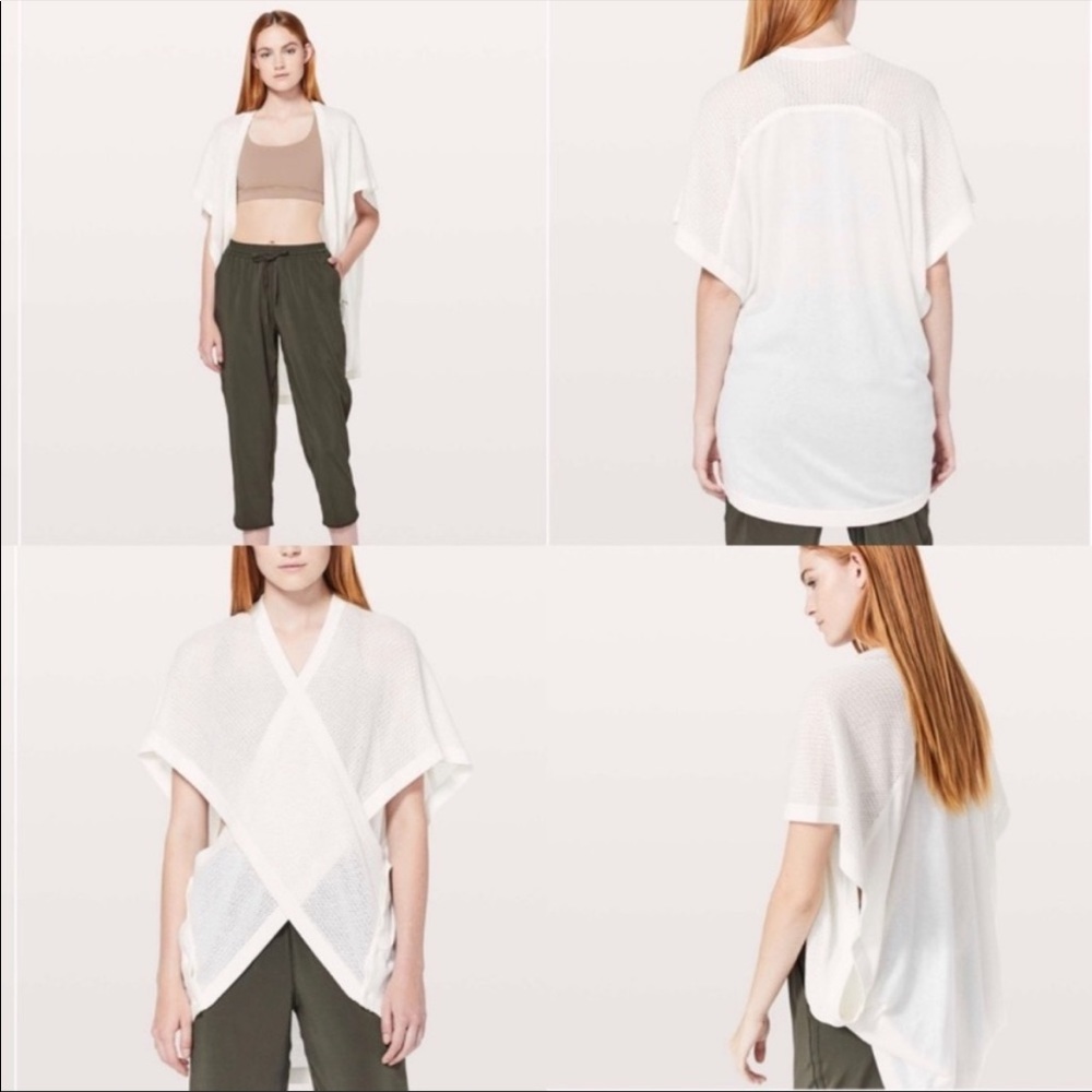 Lululemon Long Weekend wrap open weave sweater